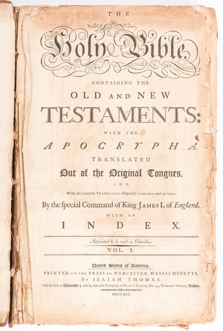 Dearborn Family, Isaiah Thomas Bible, Vol. II & II,: The General Henry Dearborn family Bible. The Holy Bible Containing the Old and New Testaments: with the Apocrypha Translated Out of the Original Tongues, Vol. II & II, by Isaiah Thomas, 1791. Printed