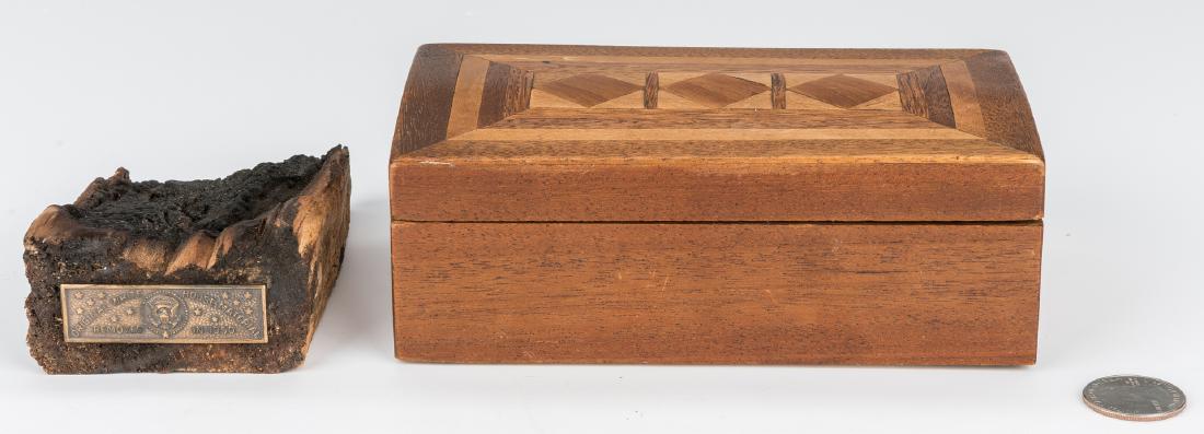 War of 1812 White House Artifact & Custom Box: Remnant of a burned White House timber removed from the White House during the 1950 renovations, from the 1814 White House fire started by the British during the War of 1812. Bears plaque to side read