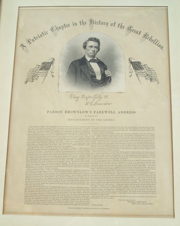 Parson Brownlow Civil War broadside and newspaper - 2