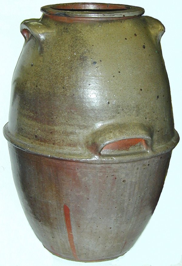 Large West Tennessee stoneware jar, four handles