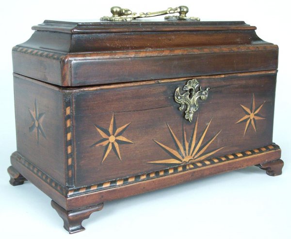 Inlaid tea caddy with compass stars