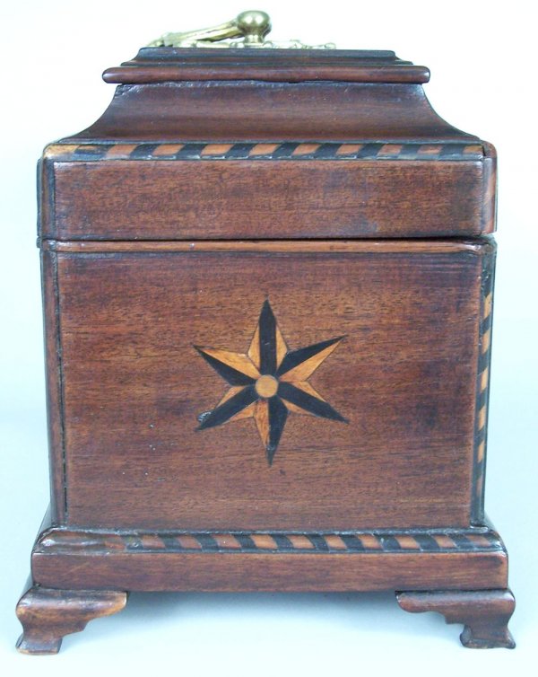 Inlaid tea caddy with compass stars - 3