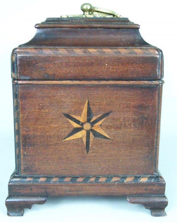 Inlaid tea caddy with compass stars - 4