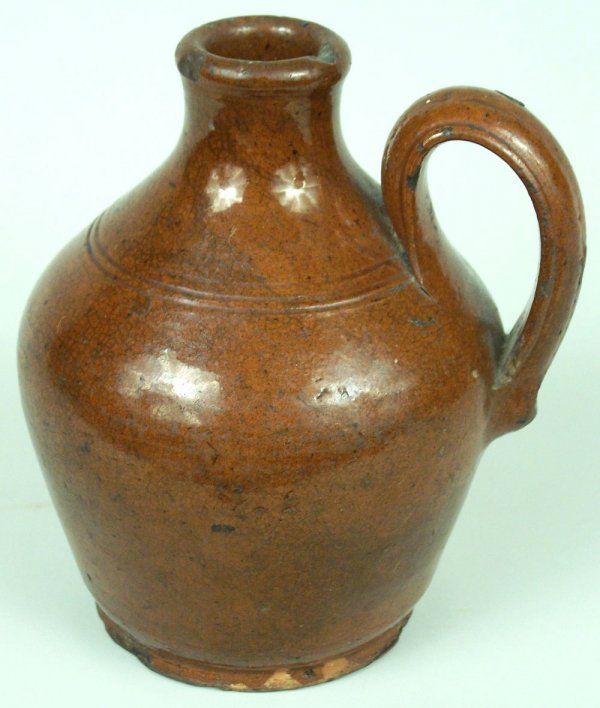 North Carolina Moravian redware jug - 2