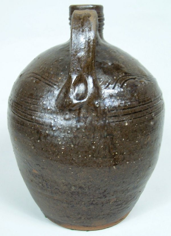 Early North Carolina alkaline glazed pottery jug - 2
