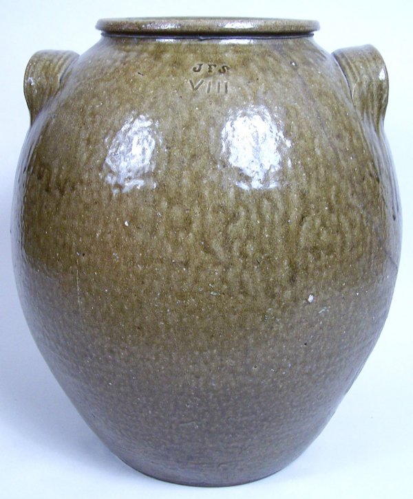 North Carolina pottery stoneware jar, stamped JFS