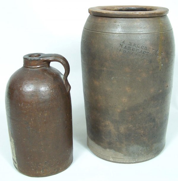 Kentucky marked stoneware jug and jar
