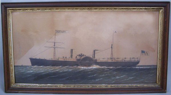 Ship print of the "Ocean Queen", framed - 5