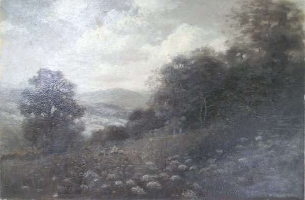 Landscape of figures in meadow, Walworth Stilson