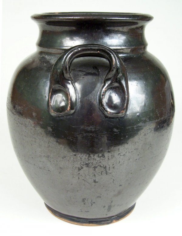 Redware jar with manganese glaze - 2