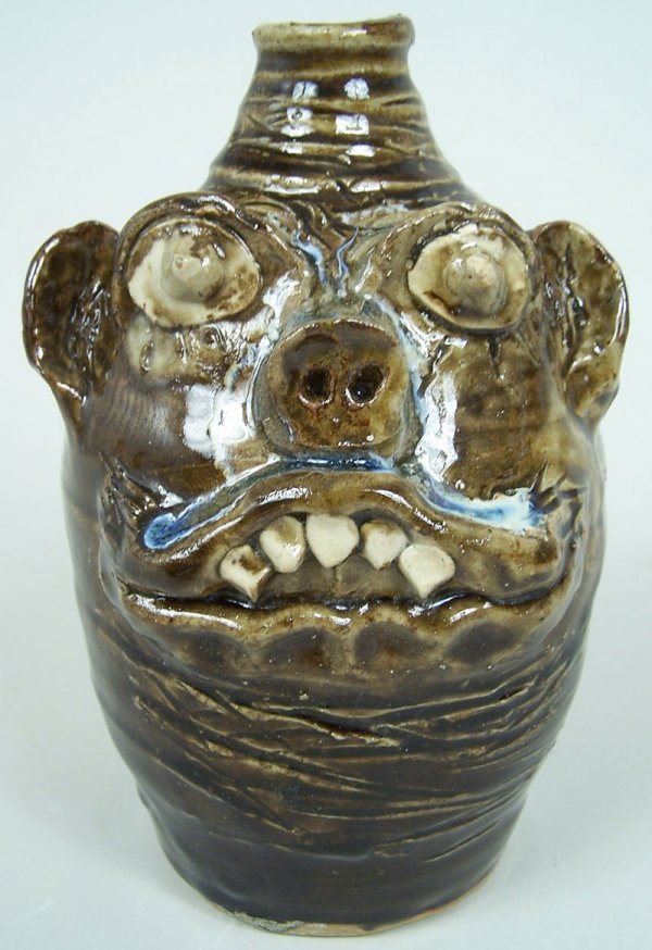 Southern folk pottery face jug by Marie Rogers