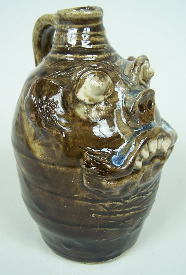 Southern folk pottery face jug by Marie Rogers - 2