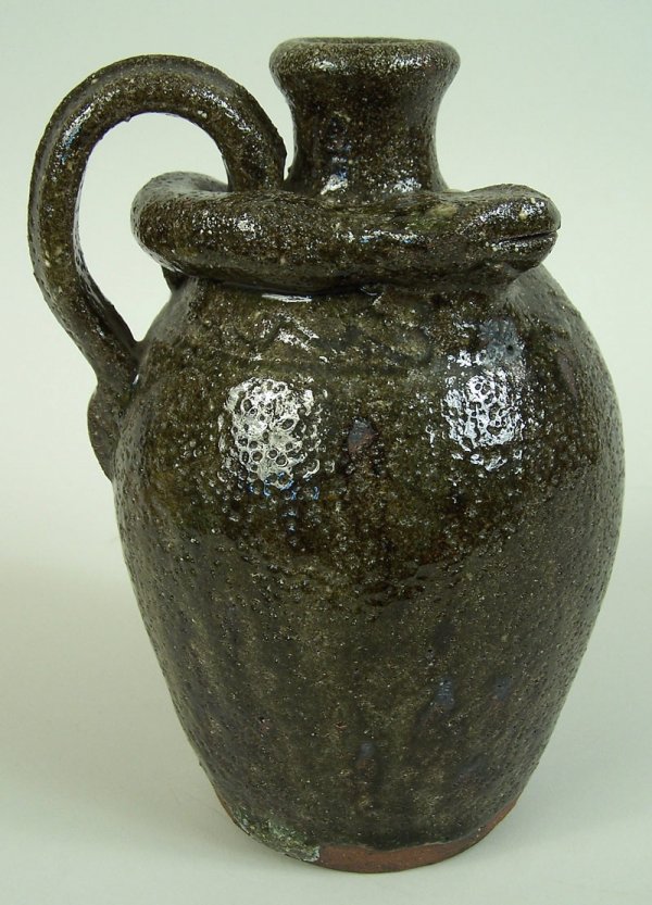 Southern folk pottery snake jug, B B Craig - 2