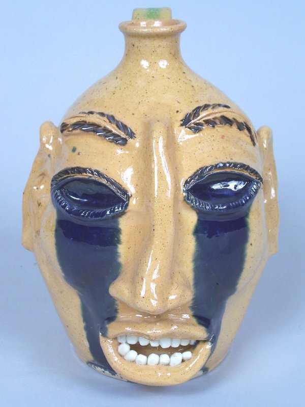 Southern folk pottery face jug by Billy Ray Hussey