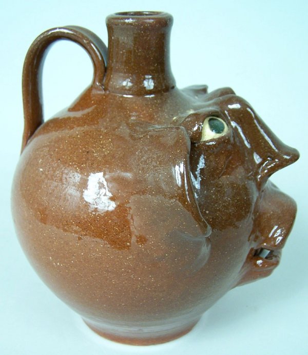 Southern folk pottery face jug M. L. Owen - 2