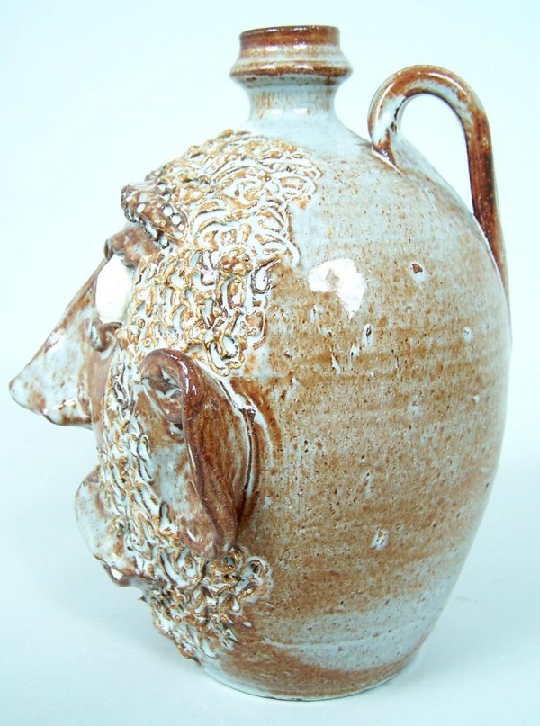 Southern folk pottery face jug by G. F. Cole - 2