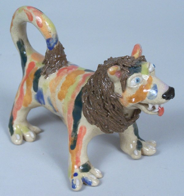 Southern folk pottery lion by Stacey Lambert