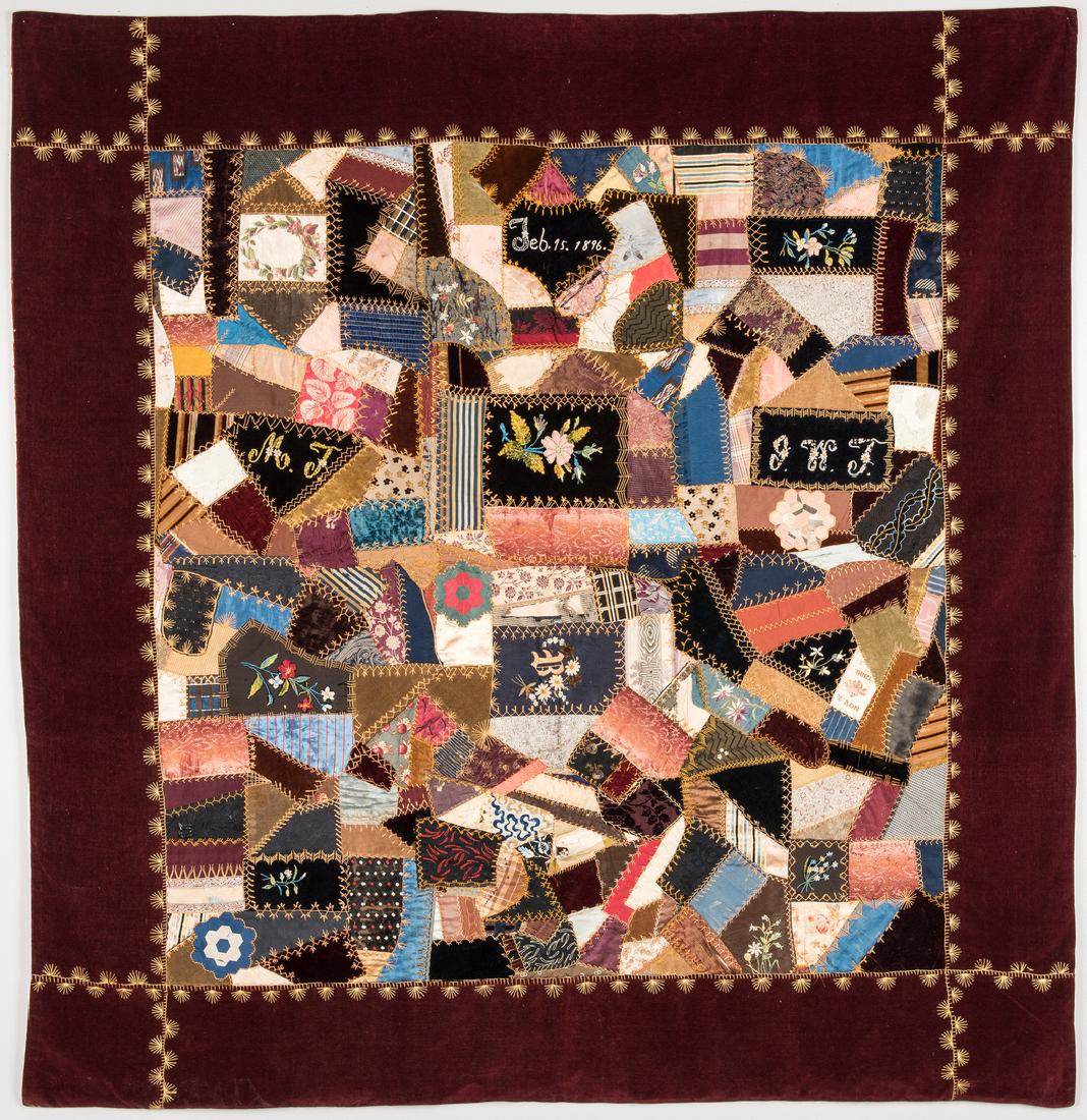 Signed and Dated Crazy Quilt (1 of 13)