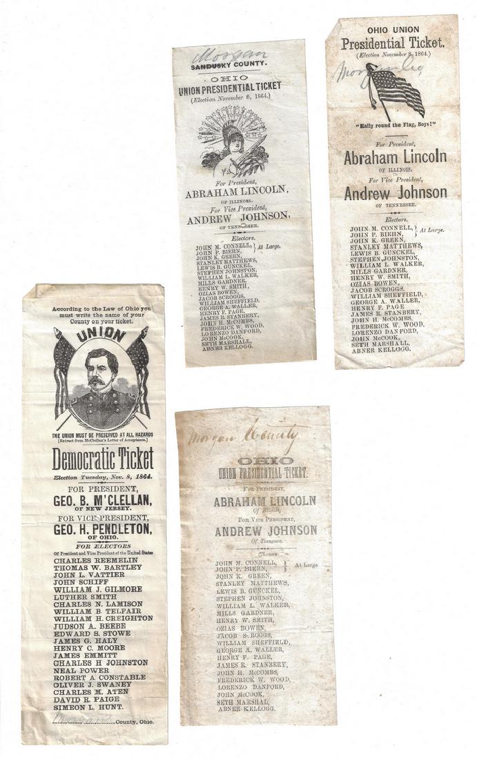 4 1864 Presidential Ballots, inc. Lincoln (1 of 7)