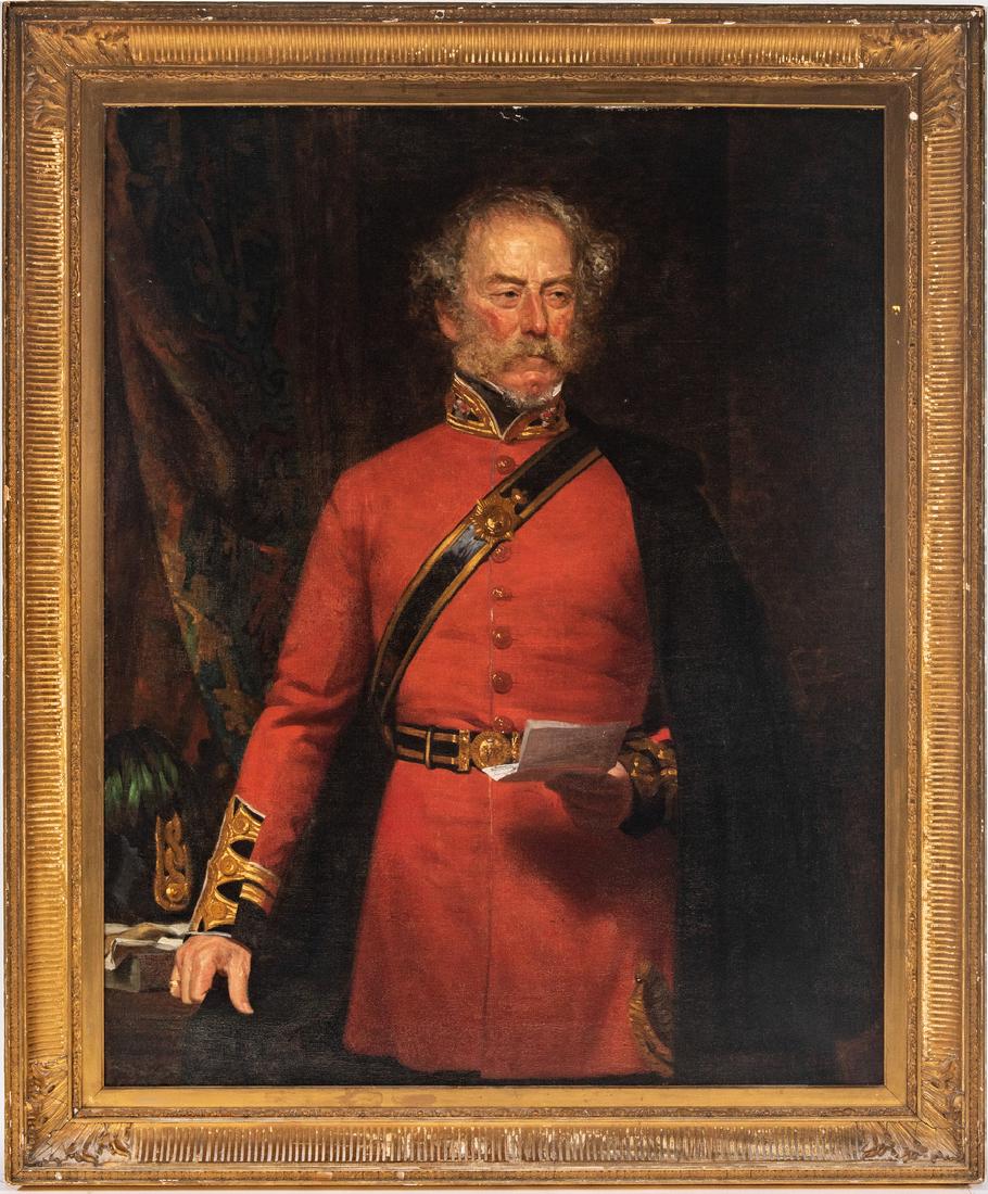 Norman MacBeth Portrait of a British Officer: Norman MacBeth (England/Scotland, 1821-1888) oil on canvas three-quarter length portrait of a British Officer, possibly Lt. Colonel John Pitt Kennedy (1796-1879) or General Sir James Shaw Kennedy (178