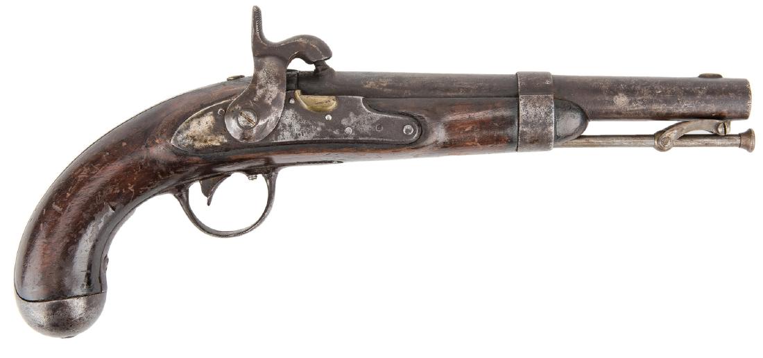 Model 1836 R. Johnson Gov't Contract Pistol, . 54: Model 1836 Robert Johnson government contract single-shot pistol, converted to percussion, .54 caliber. Lock plate marked "US R. Johnson Midd N Conn 1840", breech of barrel marked "J C B/P". Walnut st