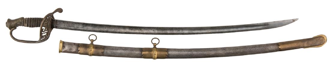1862 Presentation Model 1840 Sword, Lieut. G. H. North: Civil War 1862 presentation sword. W. Clauberg, Solingen Germany Model 1840 "wrist breaker" cavalry sword with iron scabbard. Steel blade, bronze pierced guard including the letters "US" and sharkskin