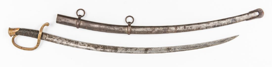 Civil War era Model 1840 Light Artillery Saber, dated: Civil War era Ames Manufacturing Company, Chicopee, Massachusetts, Model 1840 Light Artillery Saber, dated 1861, with Iron Scabbard. Shagreen leather wrap with twisted brass wire, brass D guard, curve
