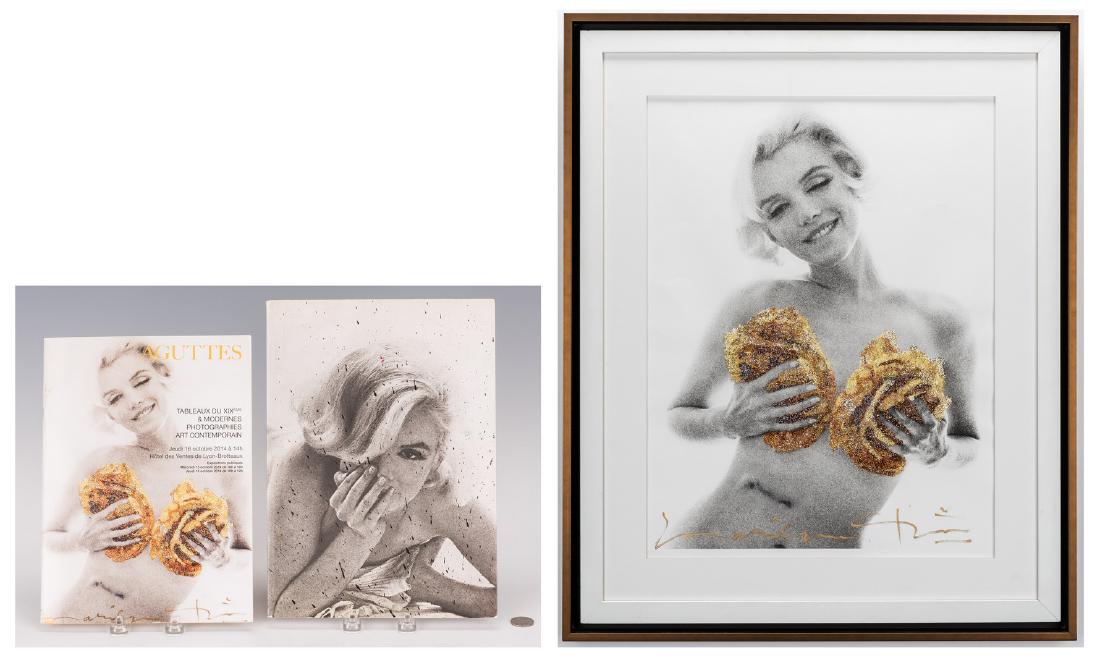 Bert Stern Marilyn Monroe Last Sitting Signed Photo: (3 items). Bert Stern (American, 1929-2013) photograph, Marilyn Monroe with Gold Roses, signed, and two books related to the "Last Sitting" series, taken by Stern for Vogue Magazine in 1962, six weeks