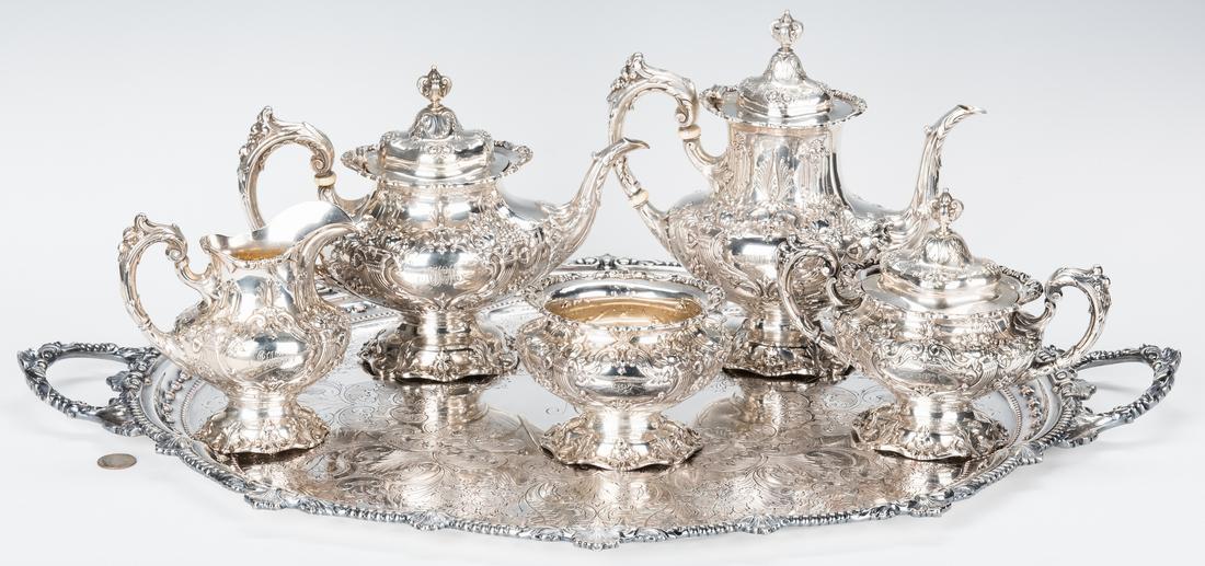 5 Pc Francis 1 Sterling Tea Service; Ellis Barker tray (1 of 20)