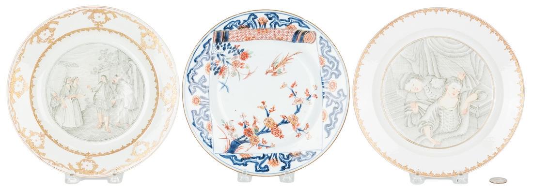 3 Chinese Export Porcelain Plates, incl. Grisaille (1 of 19)
