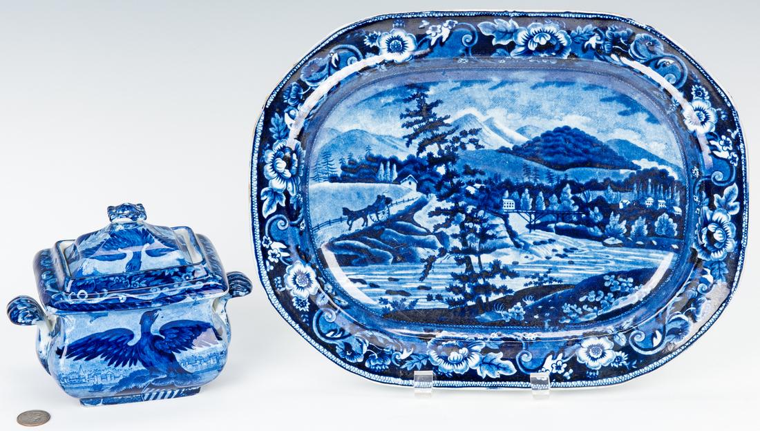 2 Historical Staffordshire Pieces, Sugar Bowl & Platter (1 of 16)