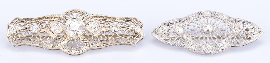 2 Edwardian Pins, 1 w/ 1.50 ct OMC center diamond (1 of 16)