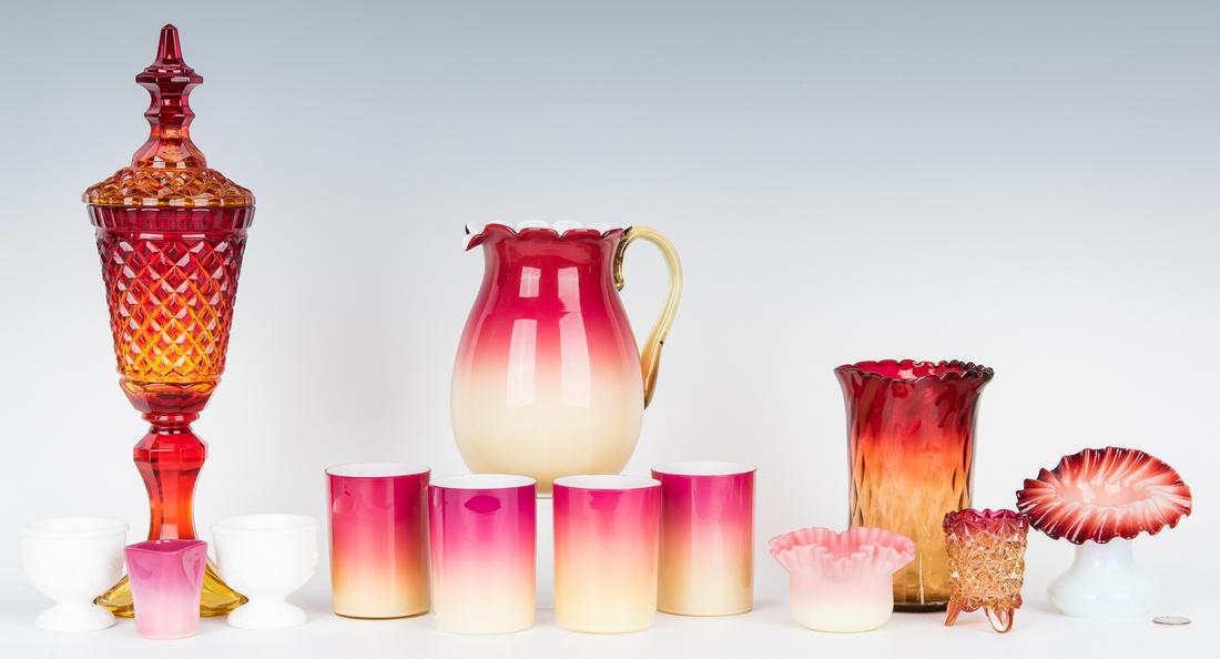 Group of 13 Art Glass Items, incl. Peachblow (1 of 14)