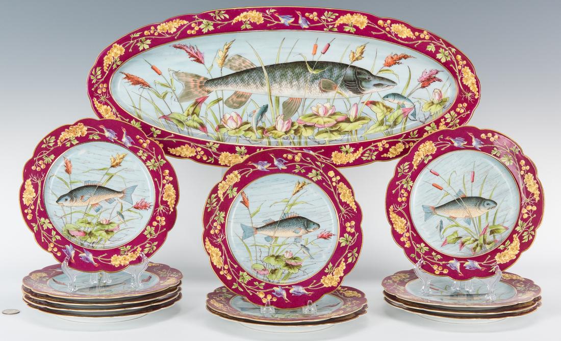 Austrian Porcelain Fish Plate Set, 13 pcs. (1 of 20)