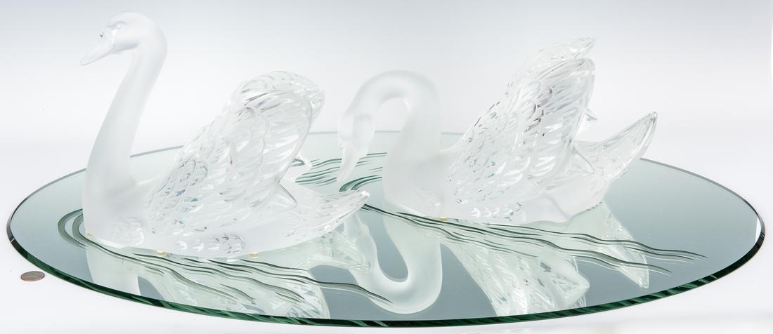 Pair of Lalique Cygnes Swans with Mirror (1 of 20)