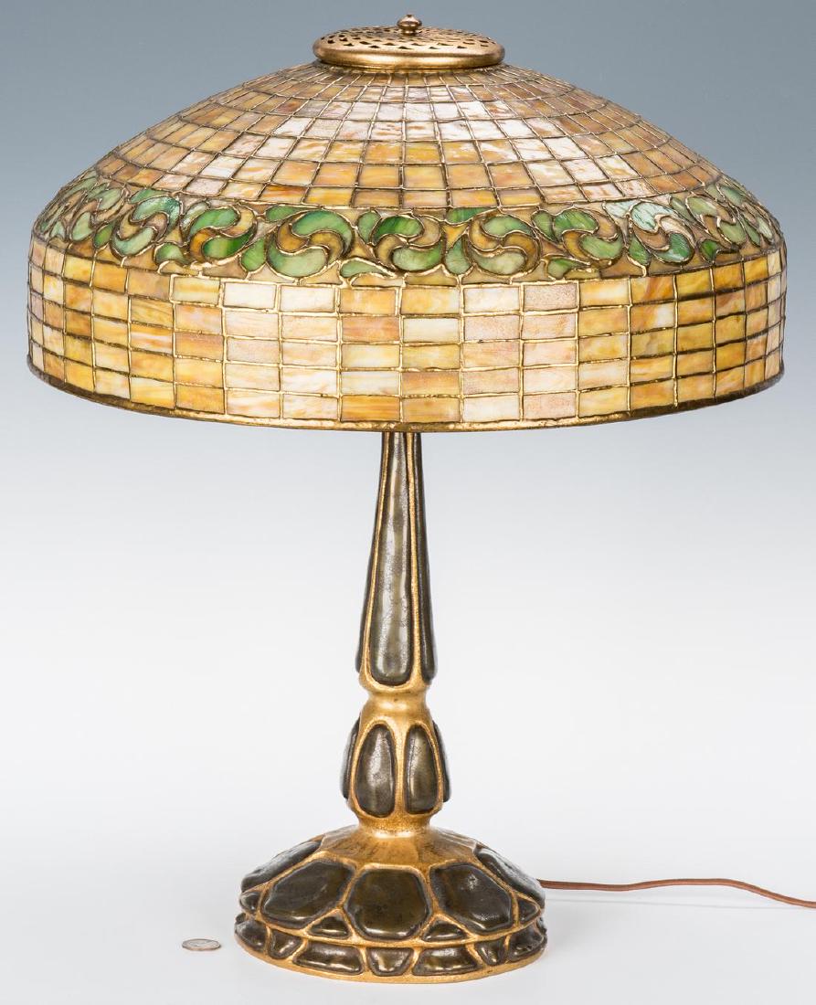 Tiffany Studios Mock Turtle Lamp & Lemon Leaf Shade (1 of 20)