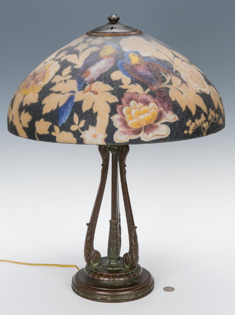 Handel Reverse Painted Table Lamp, Parrots (1 of 20)