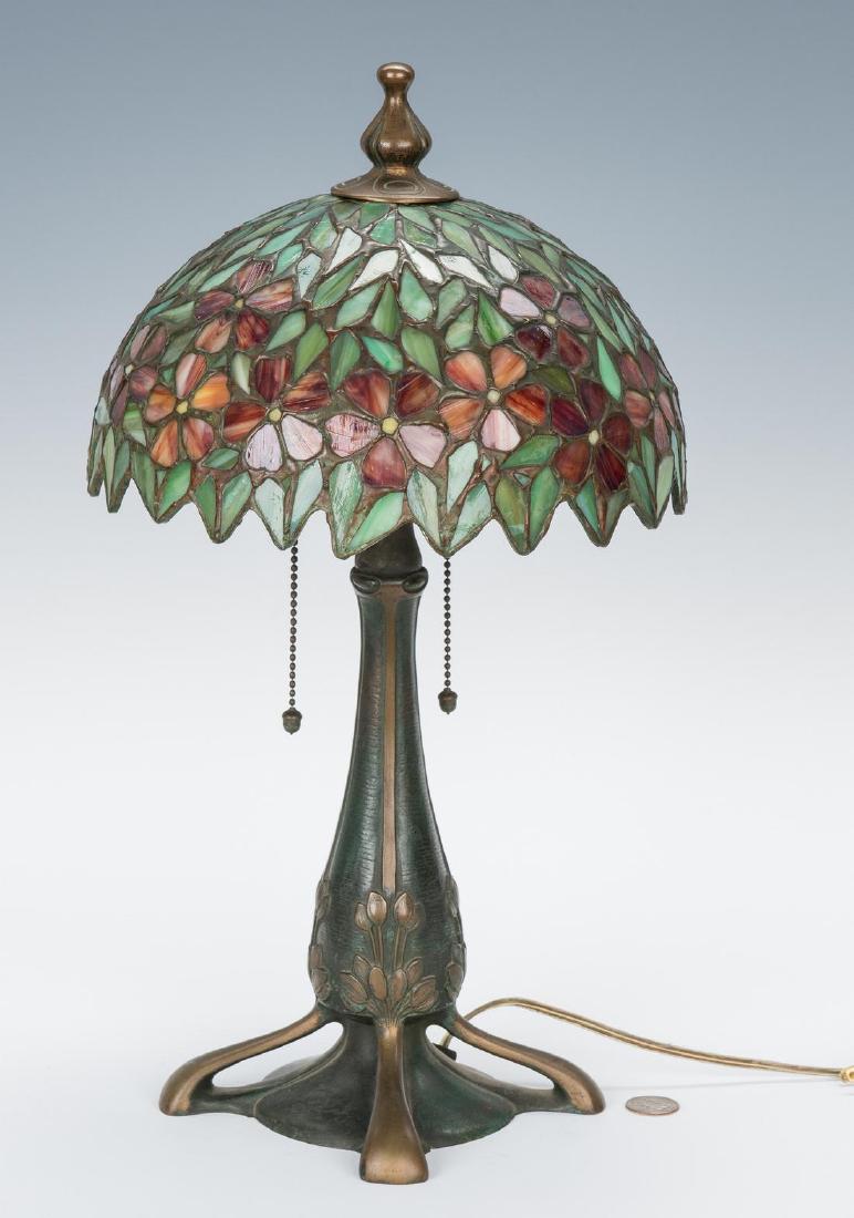 Arts & Crafts Handel Base Lamp, Leaded Floral Shade (1 of 16)