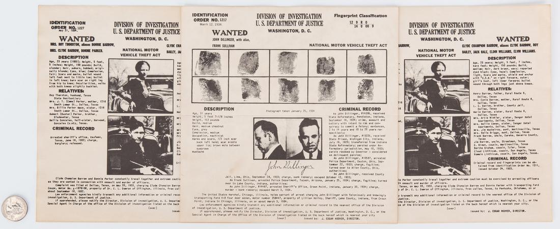 3 "Wanted" Posters, incl. Bonnie and Clyde, John (1 of 10)