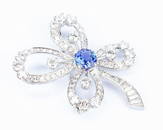 Tanzanite and Diamond 14k Flower Pin