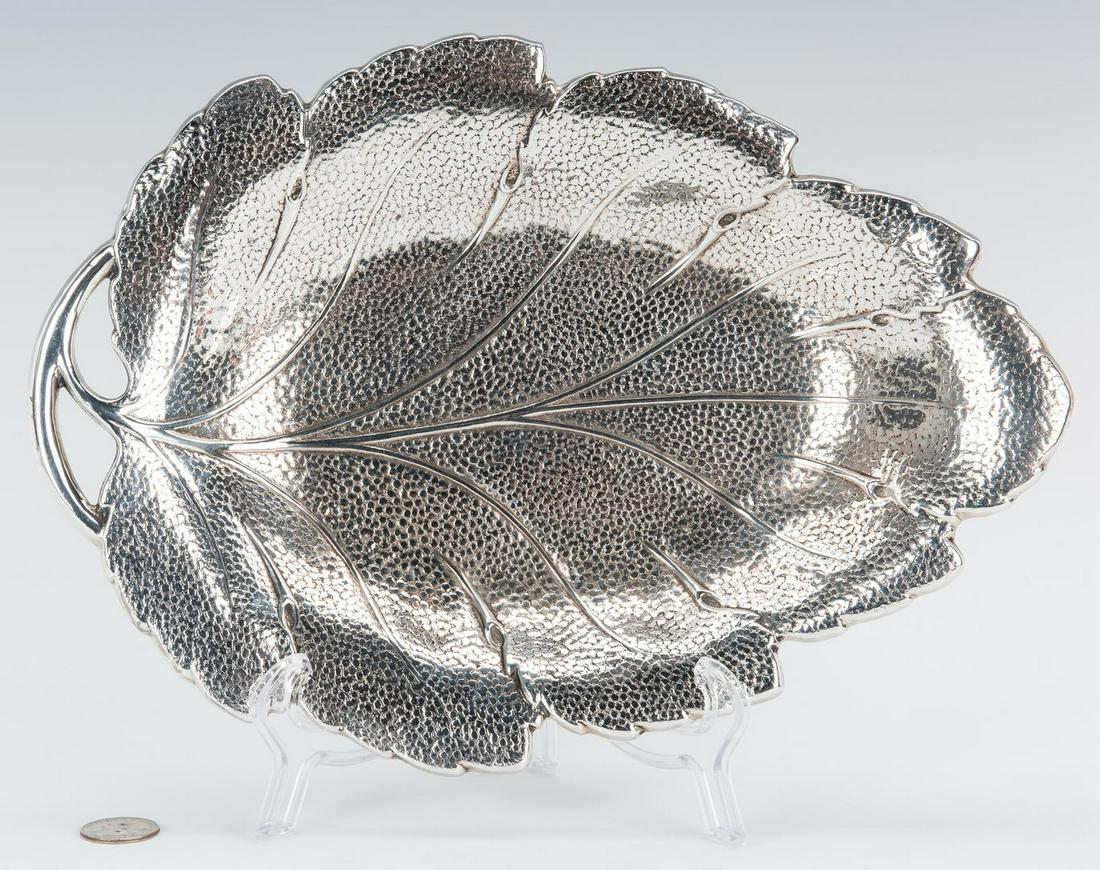 Large Hammered Sterling Leaf Dish (1 of 5)