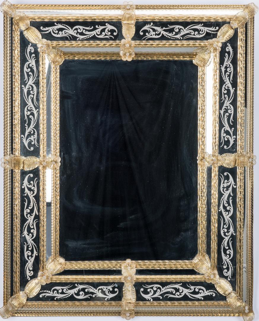 Venetian Style Etched Glass Mirror w/ Gold Highlights (1 of 5)