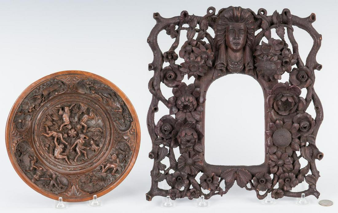 2 Carved Wood Items, Frame & Bowl (1 of 17)