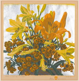 Gustave Baumann Colored Woodcut,  From Hillside Gardens