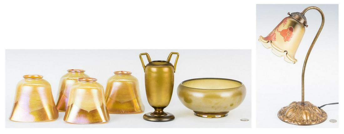 7 Art Glass Items, incl. Lamp, Shades, Bowl & Vase (1 of 20)