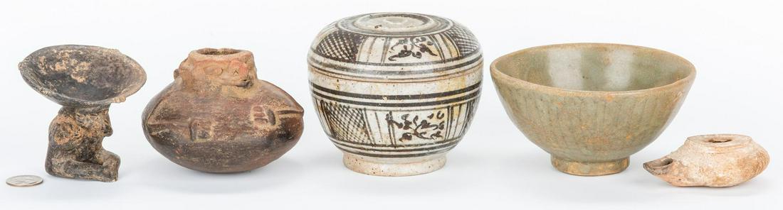5 Early Ceramic Items, Asian, Pre-Columbian & Middle (1 of 17)