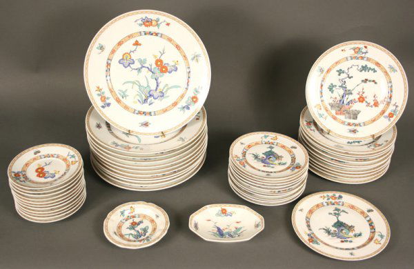 Bernardaud Limoges France service, Pak Hoi pattern: Bernardaud Limoges France service, Pak Hoi pattern. Marked on underside, "Bernardaud Limoges France Pak Hoi" and "B & Co. Limoges France Pak Hoi". Consisting of 11 dinner plates (10 1/4" diameter), 11
