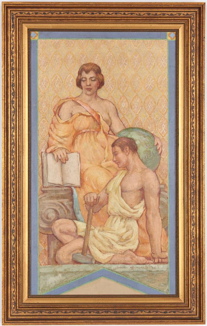 Daniel MacMorris O/B Mural Study, History of the: Daniel Leroy MacMorris (New York/Missouri, 1893-1981) oil on board study for a mural at the Law Library Reading Room at the Thomas J. Moyer Ohio Judicial Center, Supreme Court of Ohio, circa 1933. The