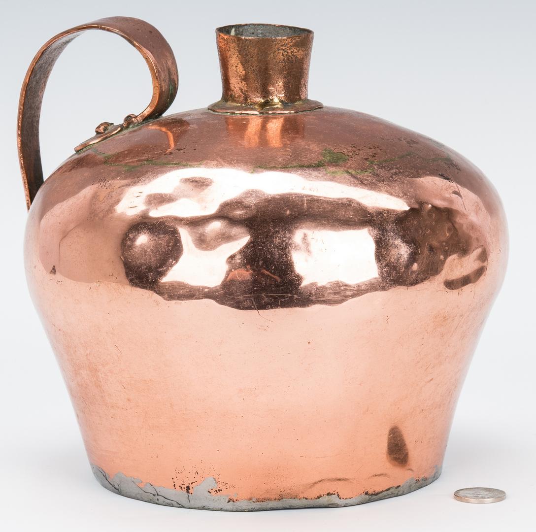 Early Copper Still, ex-Basil Hayden Family: Late 18th/Early 19th century Kentucky hand forged copper pot still with dovetailed seams, C form handle and flared lip, purchased from the family of early distiller Basil Hayden. Hayden's grandson Ray