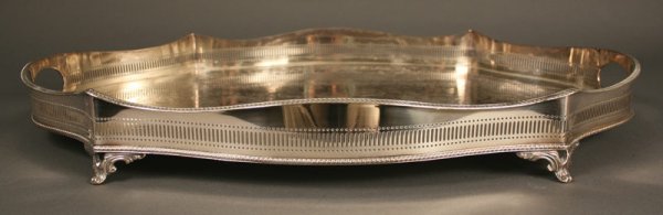 English silverplate gallery tray